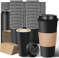 Ginkgo 100 Pack 20 oz Disposable Coffee Cups with Lids and Sleeves