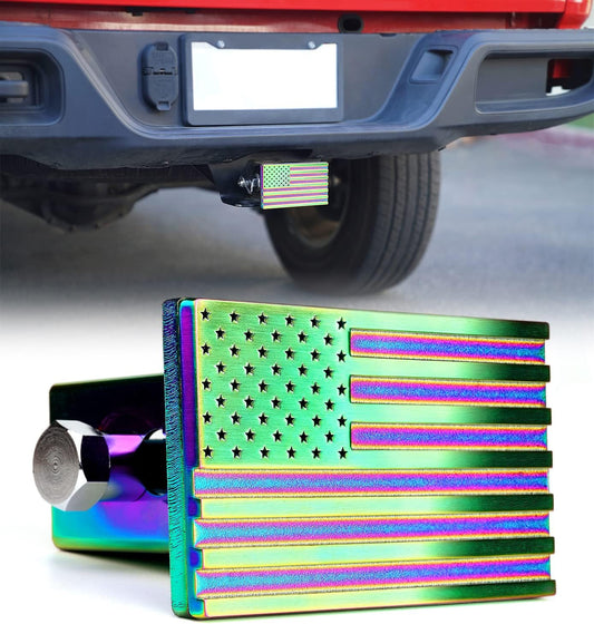 Xprite Aluminum 2in Trailer Tow Hitch Cover with U.S. Flag