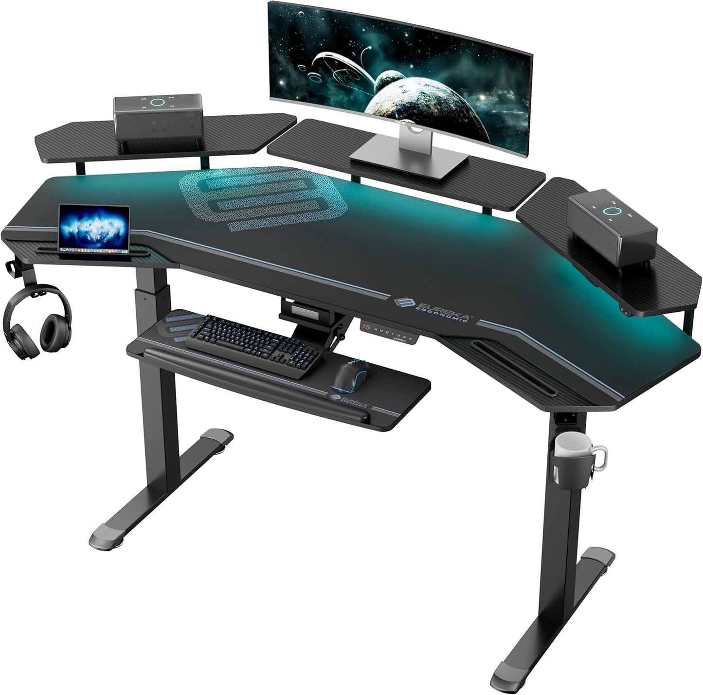 72 Electric Gaming Desk with LED Shelves