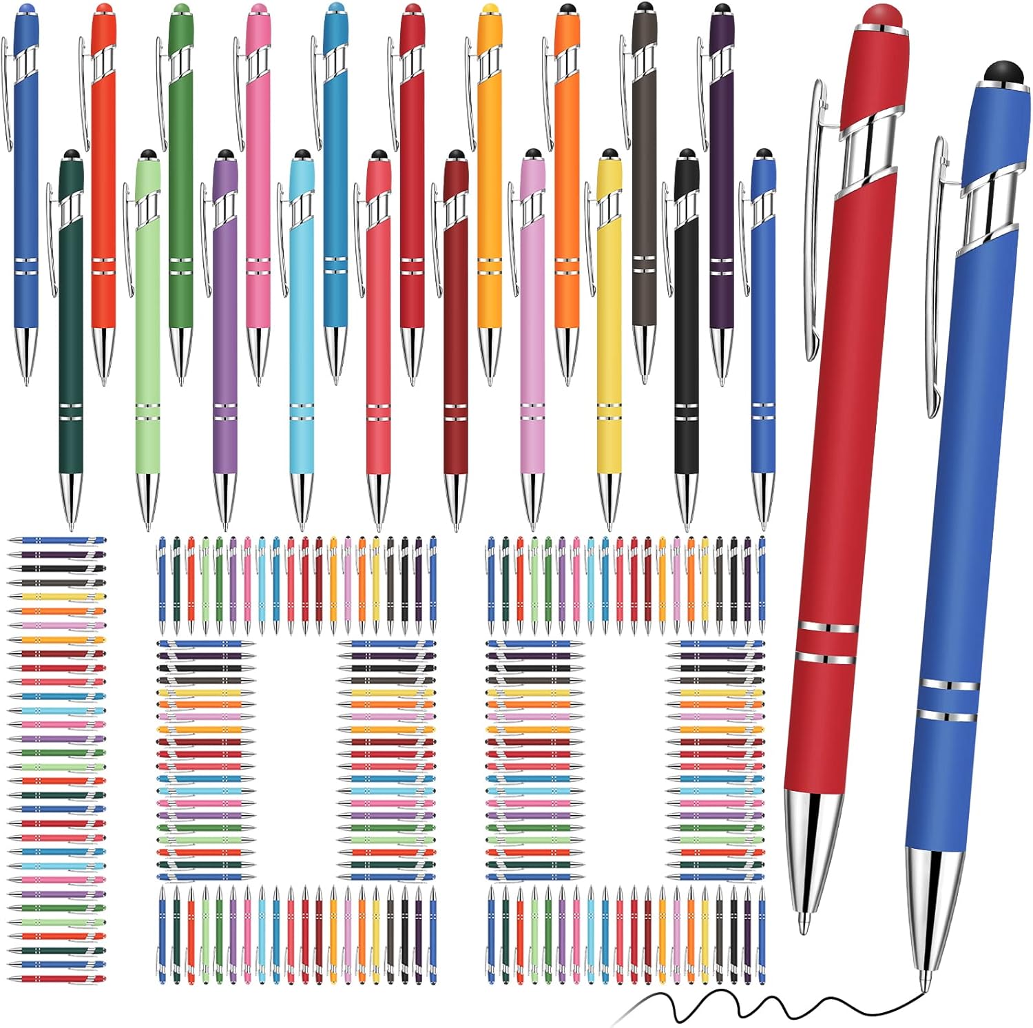 Yeaqee 100 Pieces Ballpoint Pen with Stylus Tip for All Needs