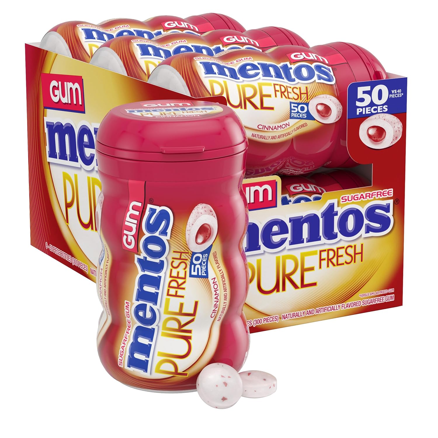 Mentos Pure Fresh Sugar-Free Chewing Gum with Xylitol, 6 Pack