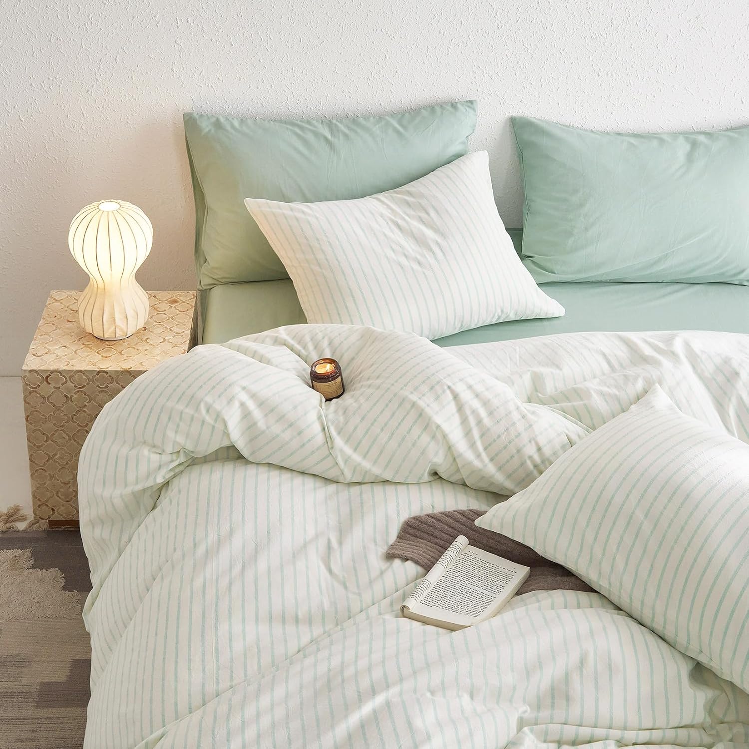 Wake In Cloud Striped Cotton Duvet Cover Set for Full Size