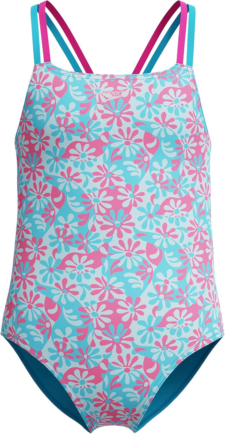 Speedo Girl's One Piece Swimsuit with Thin Straps for Comfort