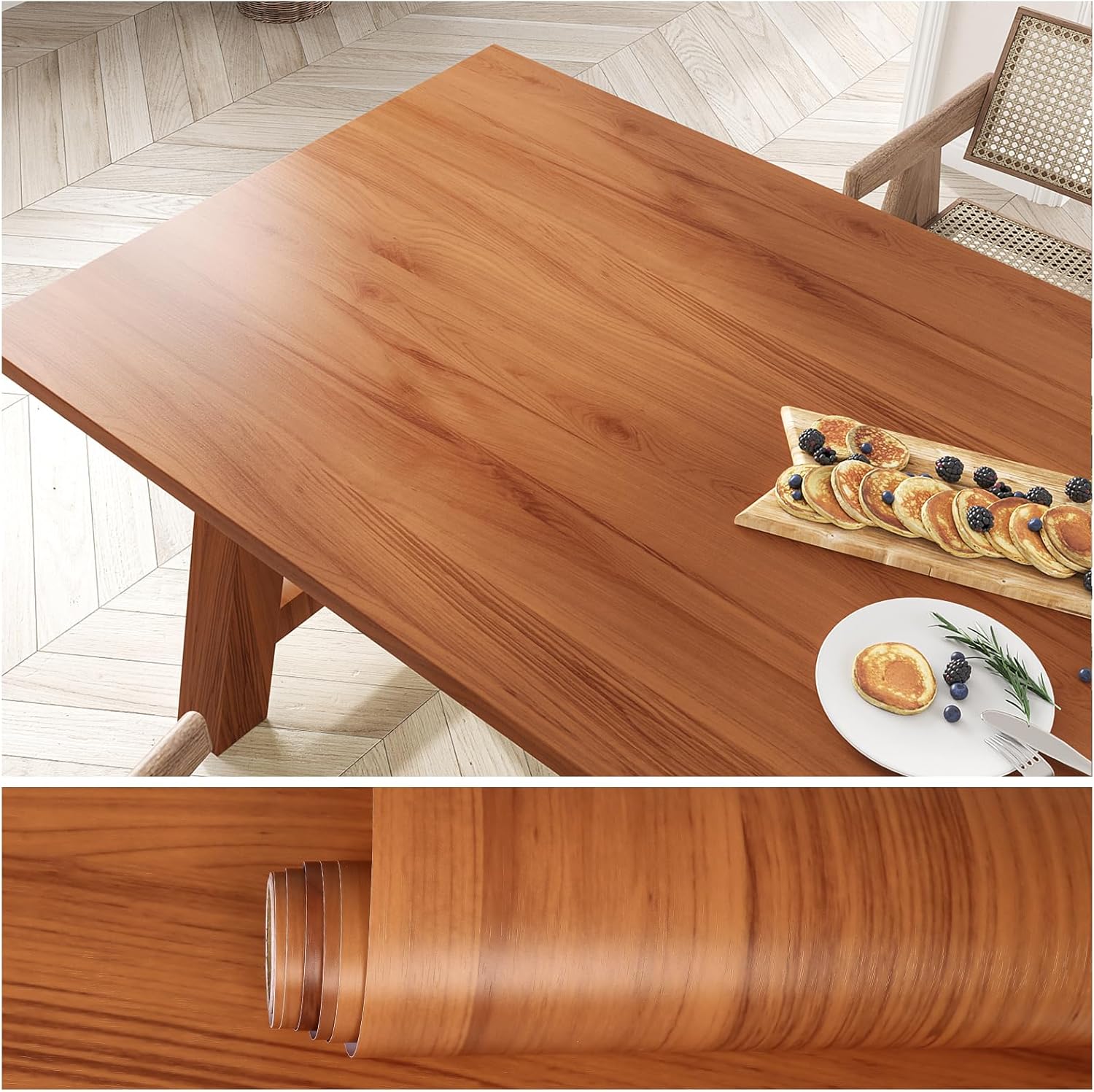 VEELIKE Chestnut Brown Wood Contact Paper for Countertops