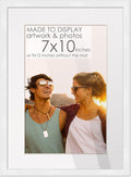 7x10 Frame White Solid Wood Picture Frame with White Mat - Clean