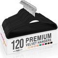 HOUSE DAY Black Velvet Hangers 120 Pack - Slim Heavy Duty Space Saver
