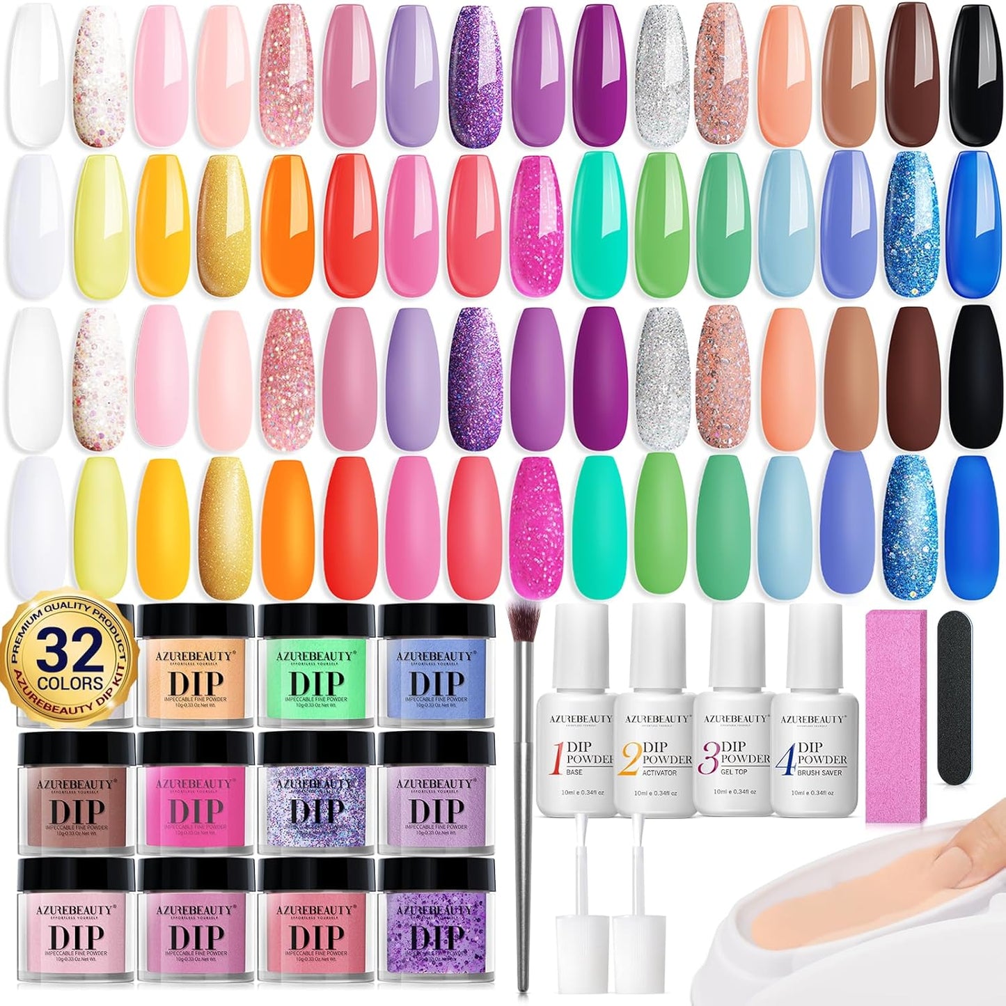 AZUREBEAUTY 42Pcs Dip Powder Nail Kit for Stunning Manicures