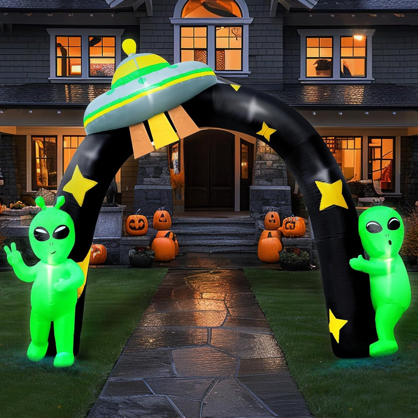 8FT Alien Inflatable Halloween Archway with LED Lights for Yard