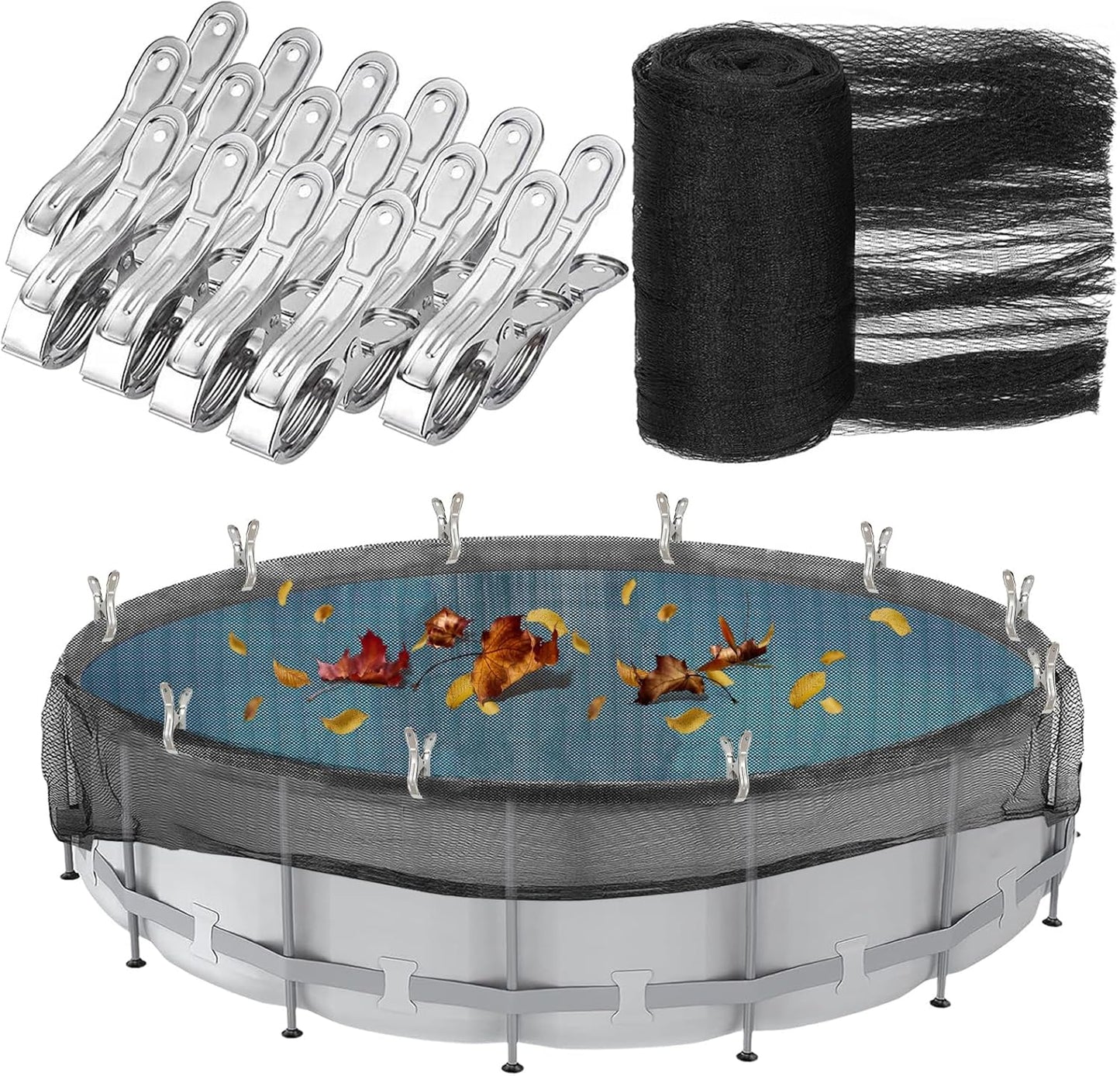 24 Feet Round Leaf Net Cover for Above Ground Pool Safety