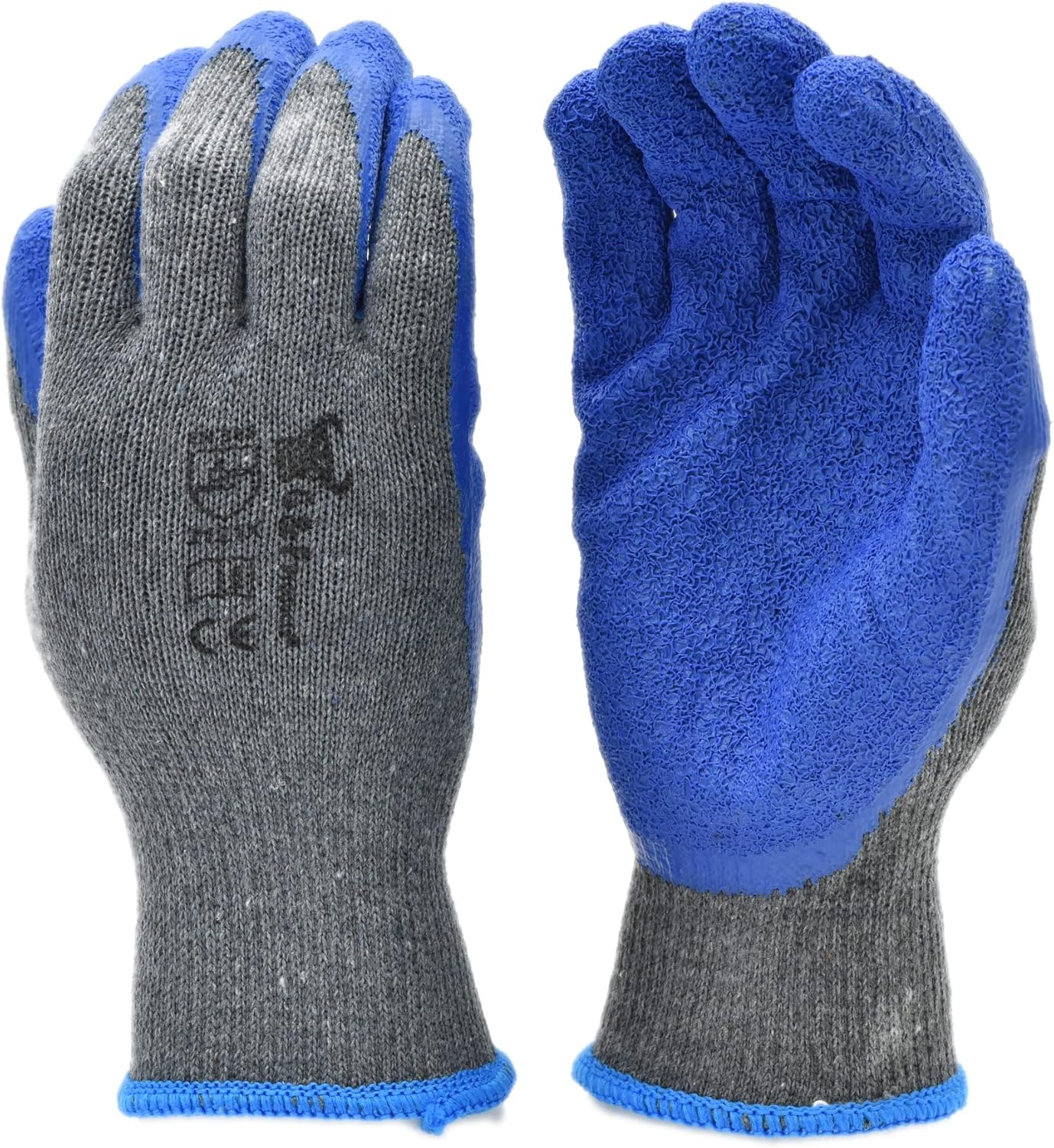 12 Pairs Rubber Latex Coated Work Gloves - Heavy Duty Construction Gardening Protection