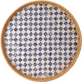 Round Rattan Tray with Mother of Pearl Inlay - 13.5ft Checkerboard