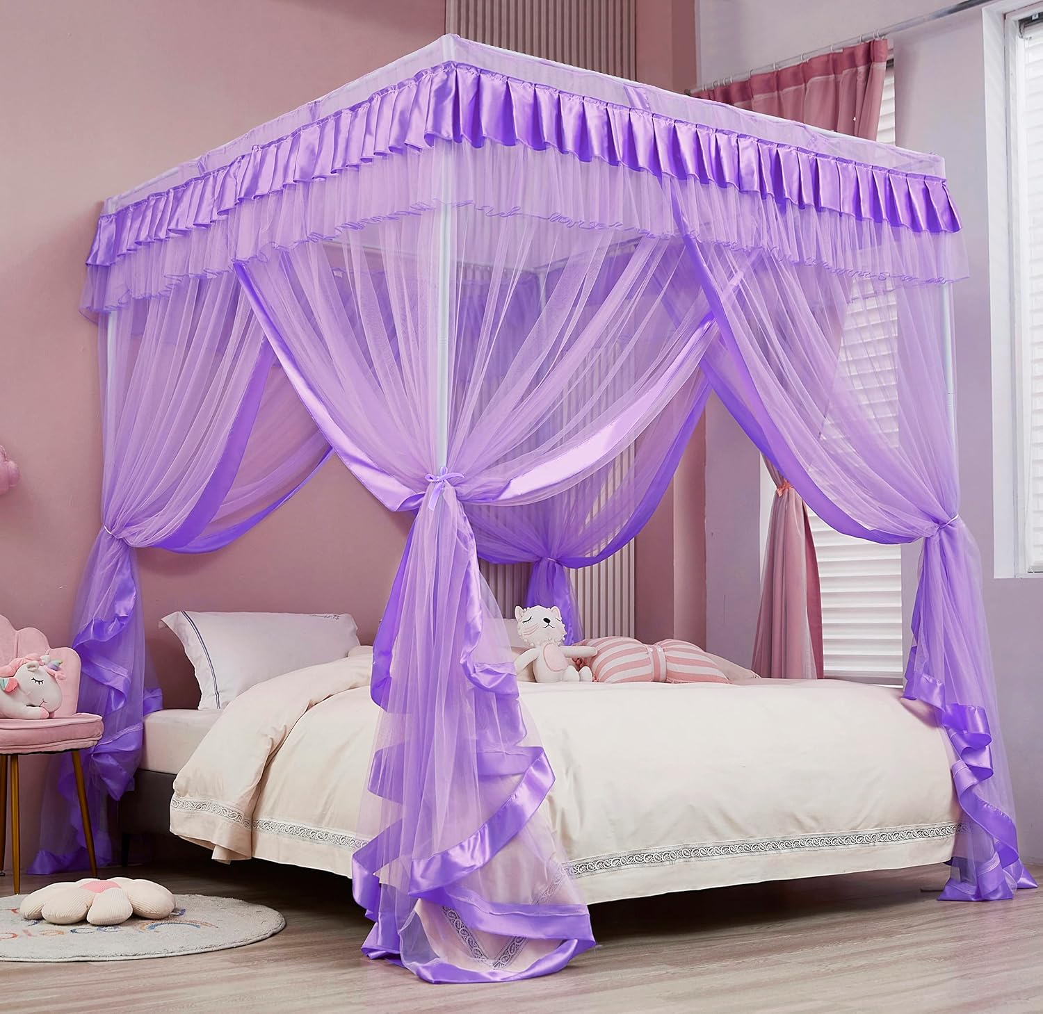Mengersi Canopy Bed Curtains for Queen Size Beds - Elegant Design