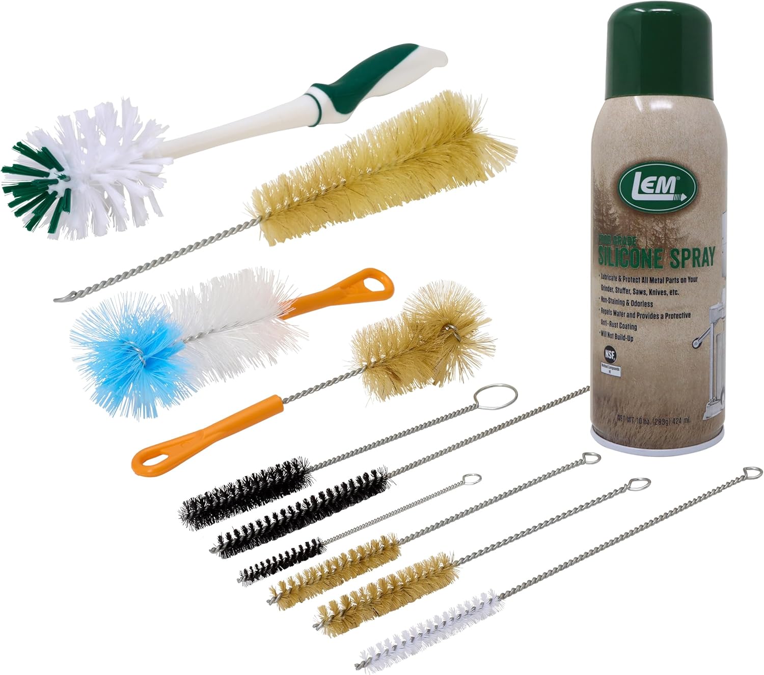LEMs Meat Grinder Cleaning Kit with Brushes and Silicone Spray