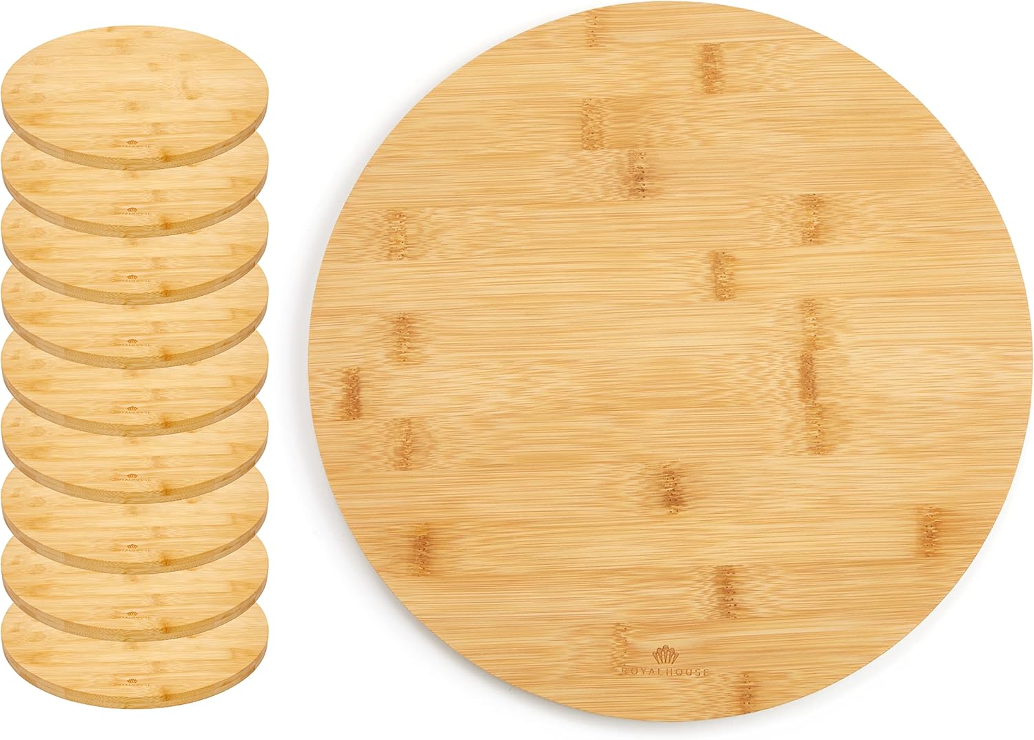 Natural Bamboo Round Cutting Board Set for Kitchen Use