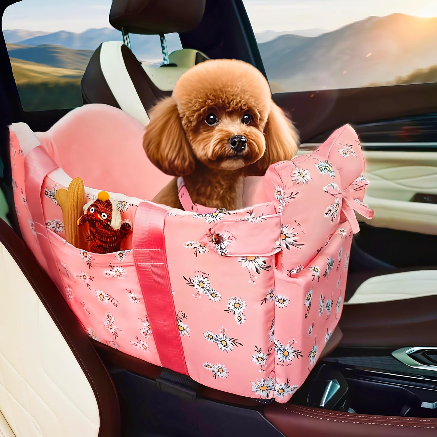 Cullaby Center Console Dog Car Seat for Compact Cars - Pink