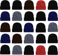 25 Pack Winter Beanie Hats Bulk Pack - Warm Cuffed Toboggan Caps
