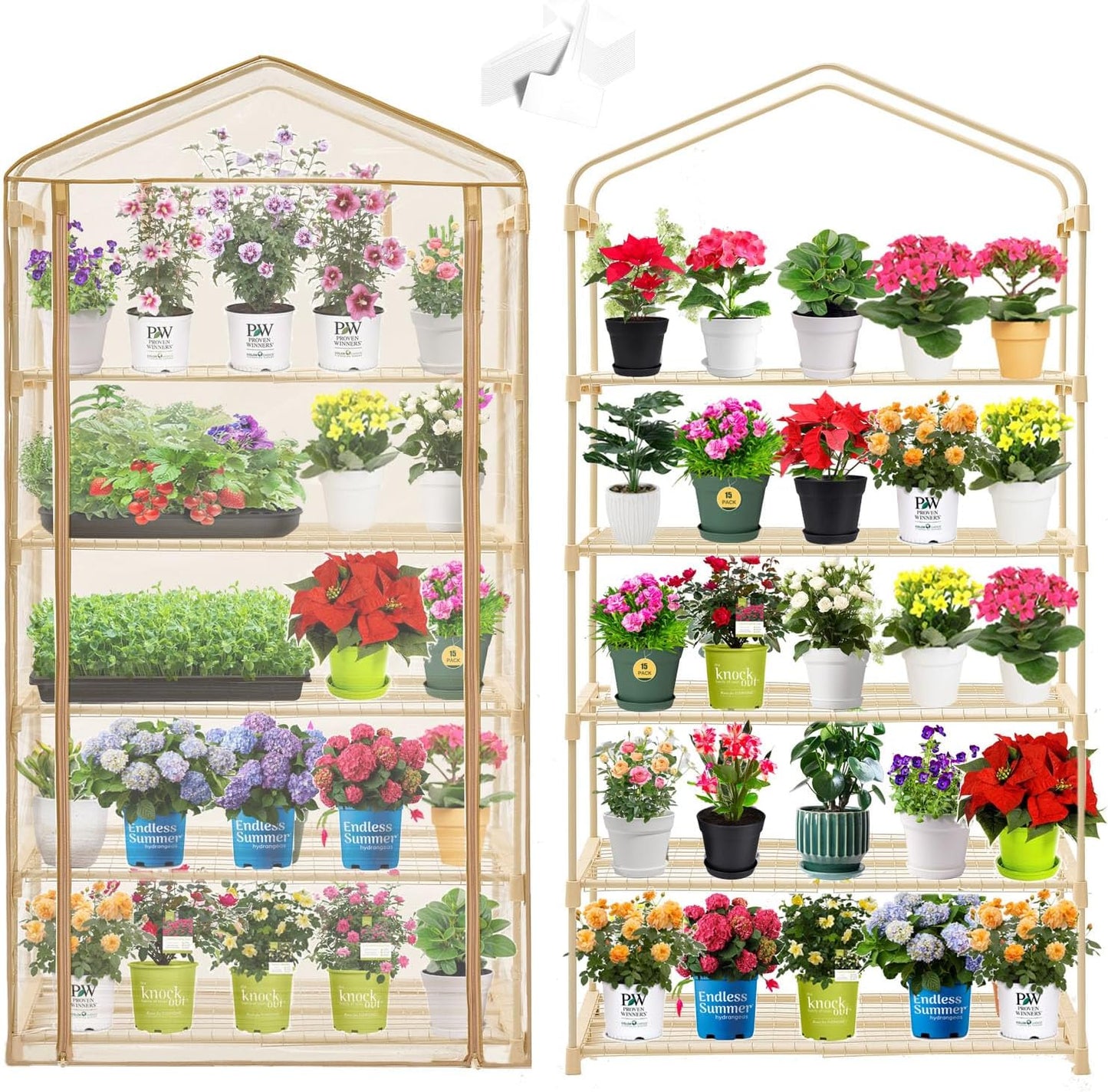 Portable 5-Tier Wide Mini Greenhouse - Sturdy PE Cover - Purlyu