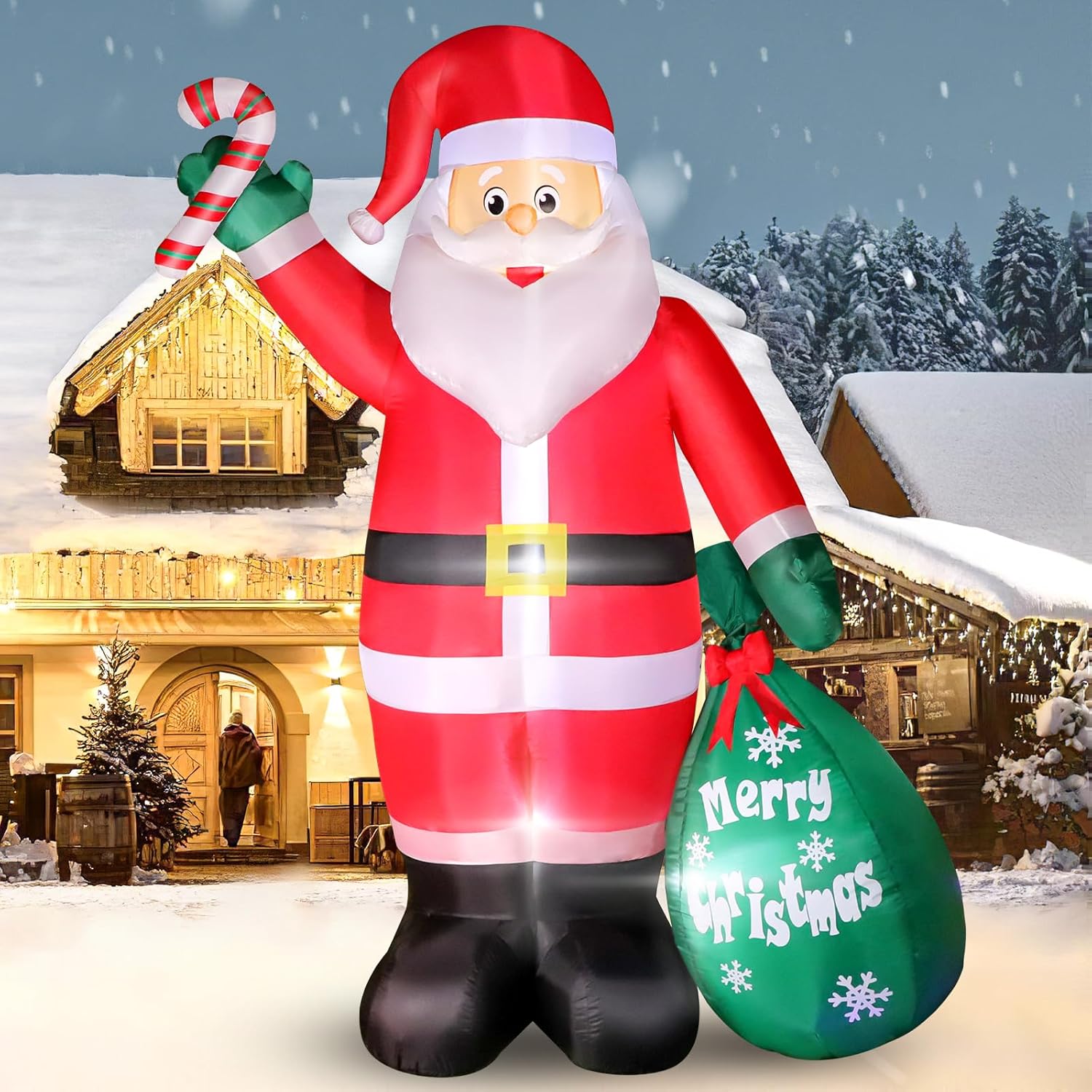 6FT Christmas Inflatable Santa with Candy and Gift Bag Decor