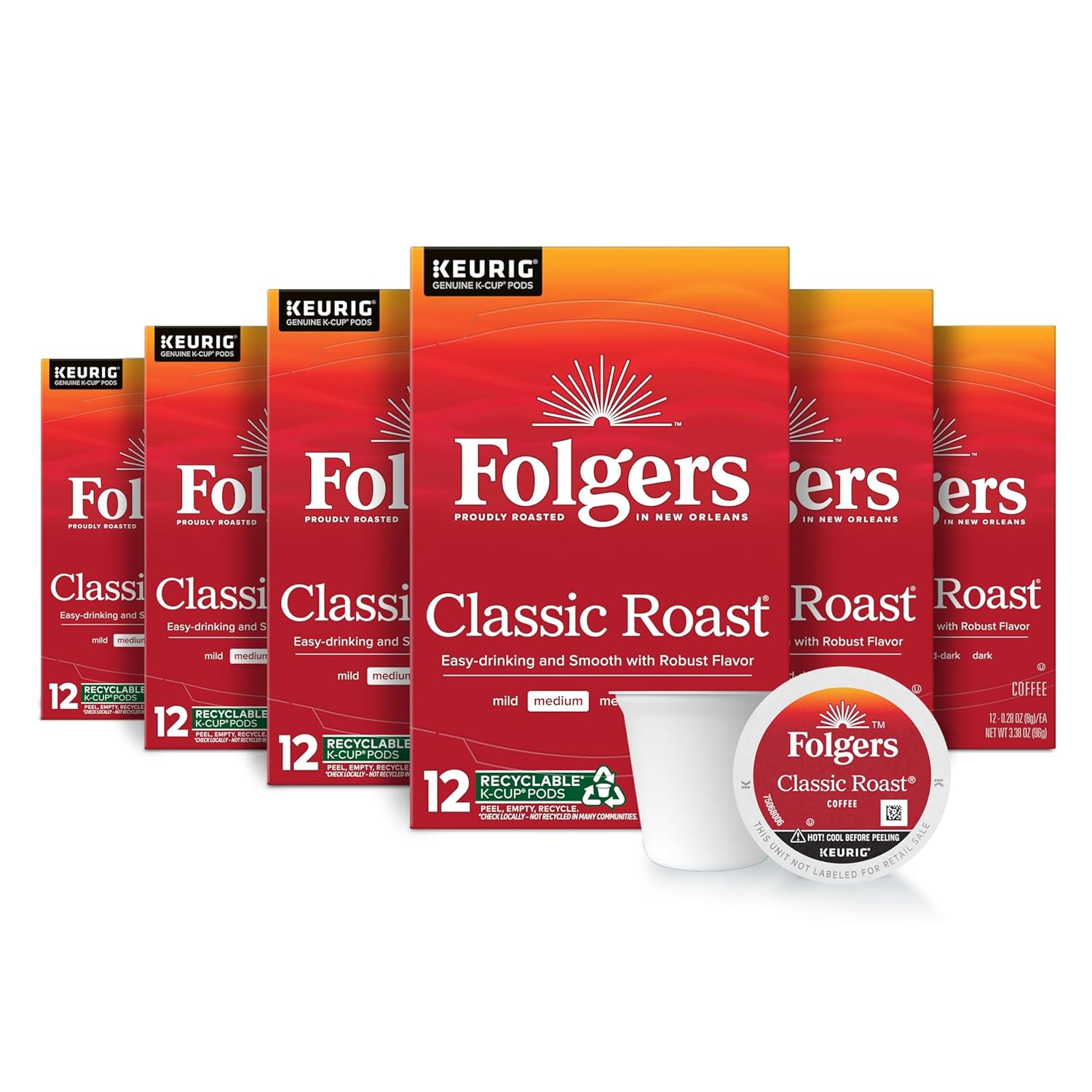 Folgers Classic Roast Coffee Pods, 72ct