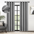 100% Blackout Grey Solid Curtains 96 in Long 2 Panels - Room Darkening
