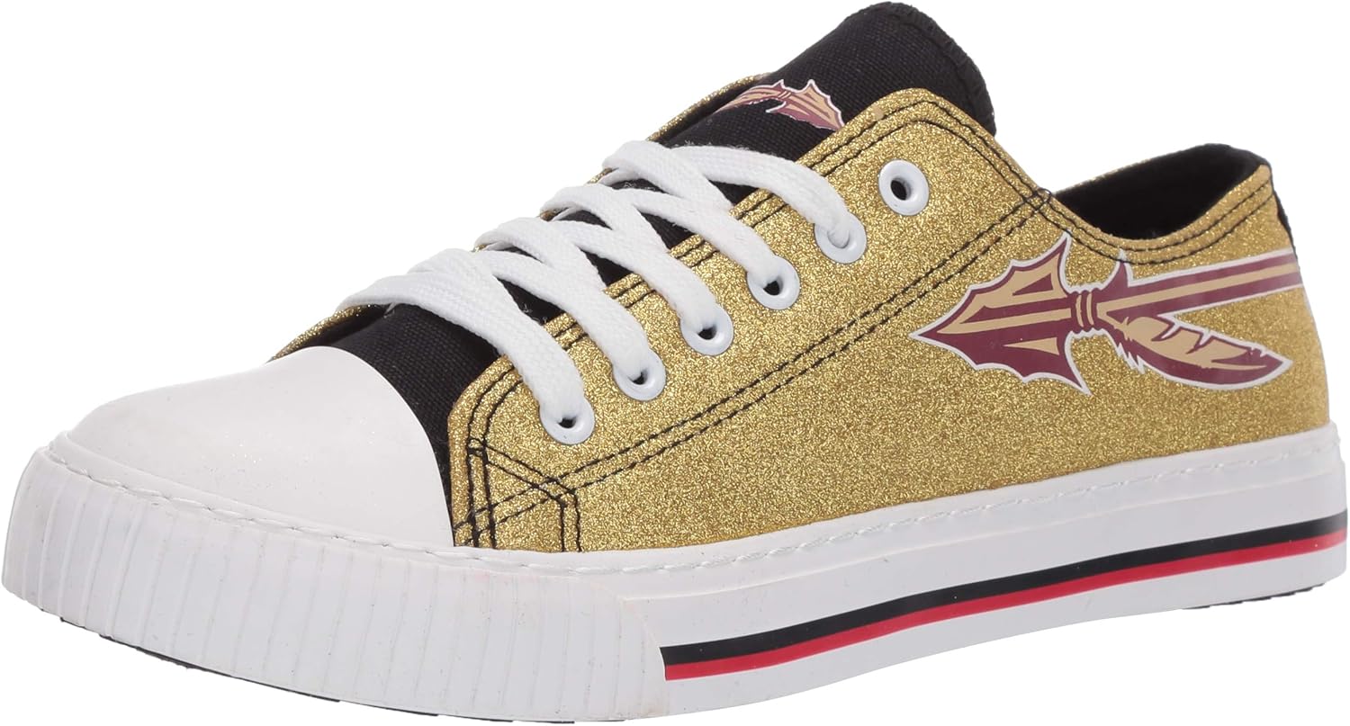 FOCO Women's NCAA College Team Logo Glitter Fashion Sneakers
