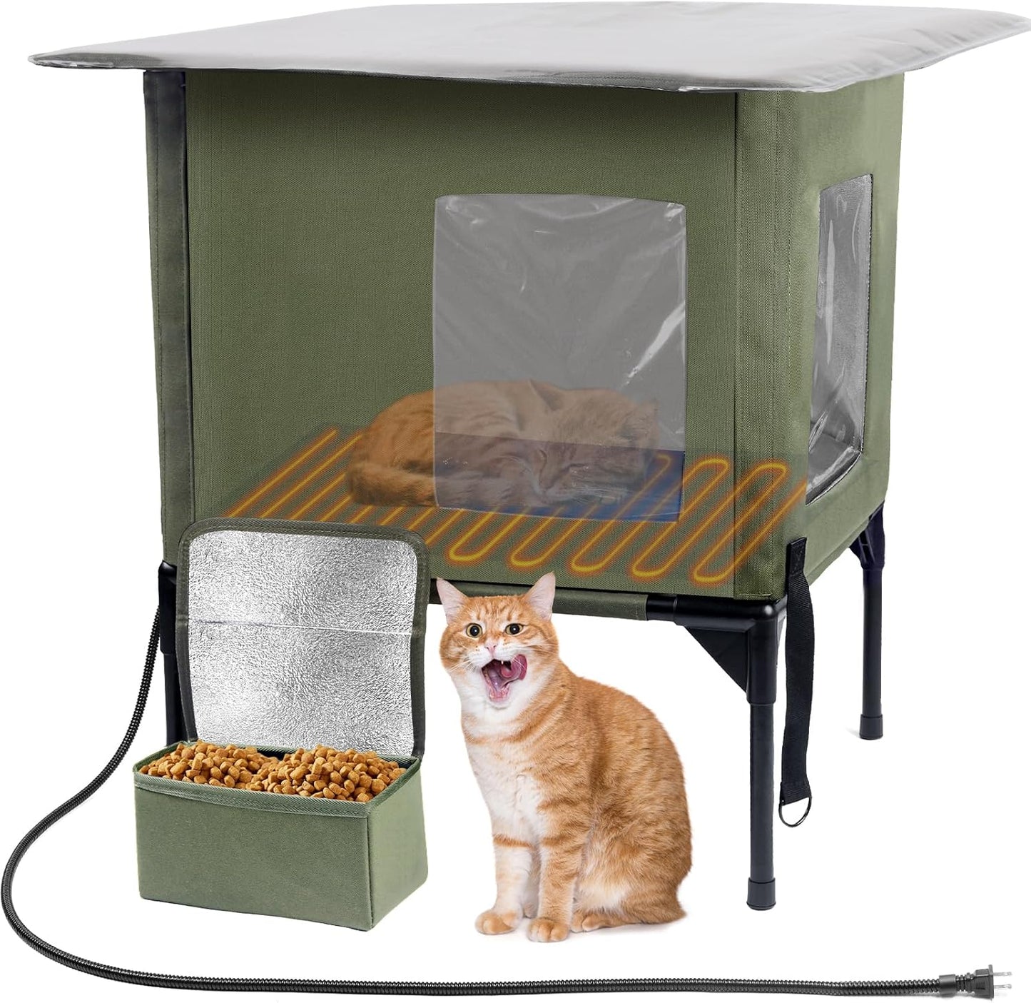 Heated Outdoor Cat Shelter - Weatherproof & Insulated - Warm Home for Stray Cats