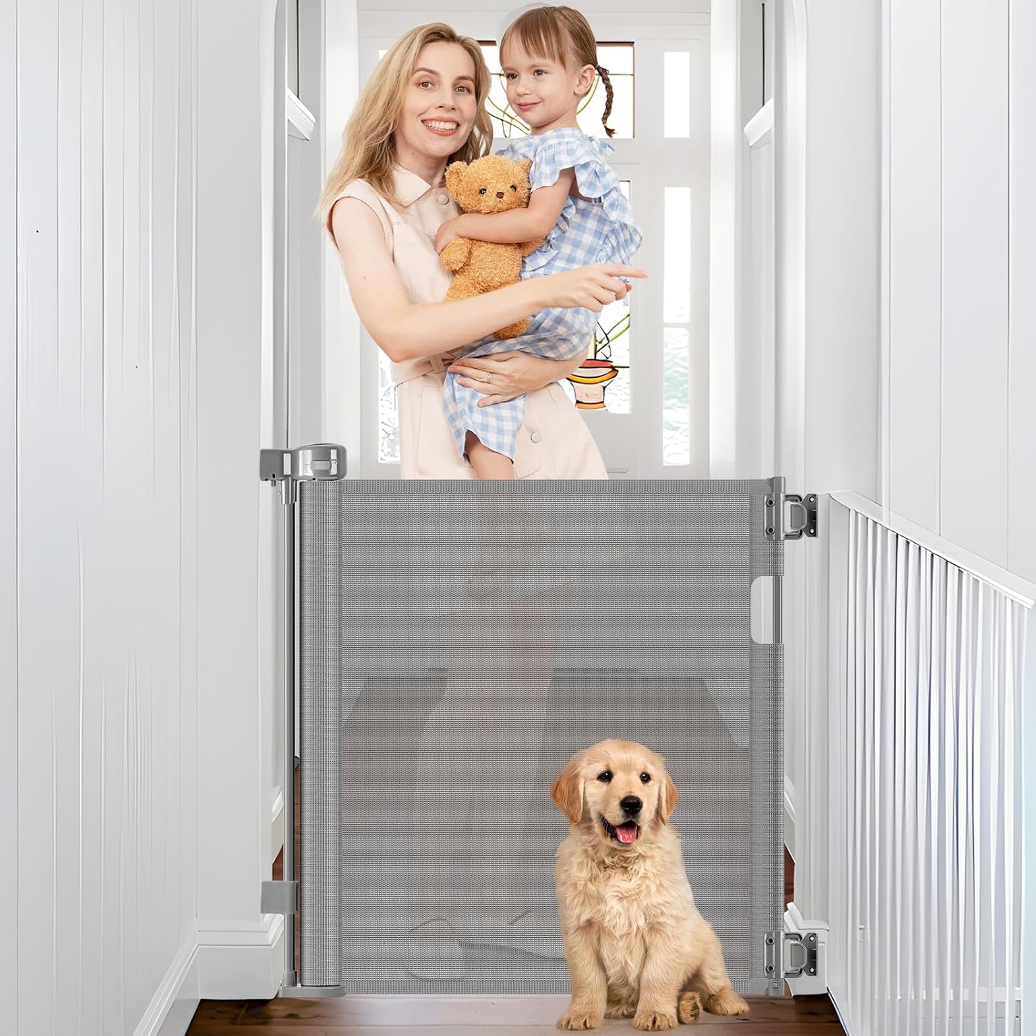 Retractable Baby Gates for Doorways and Stairs - 33in Tall