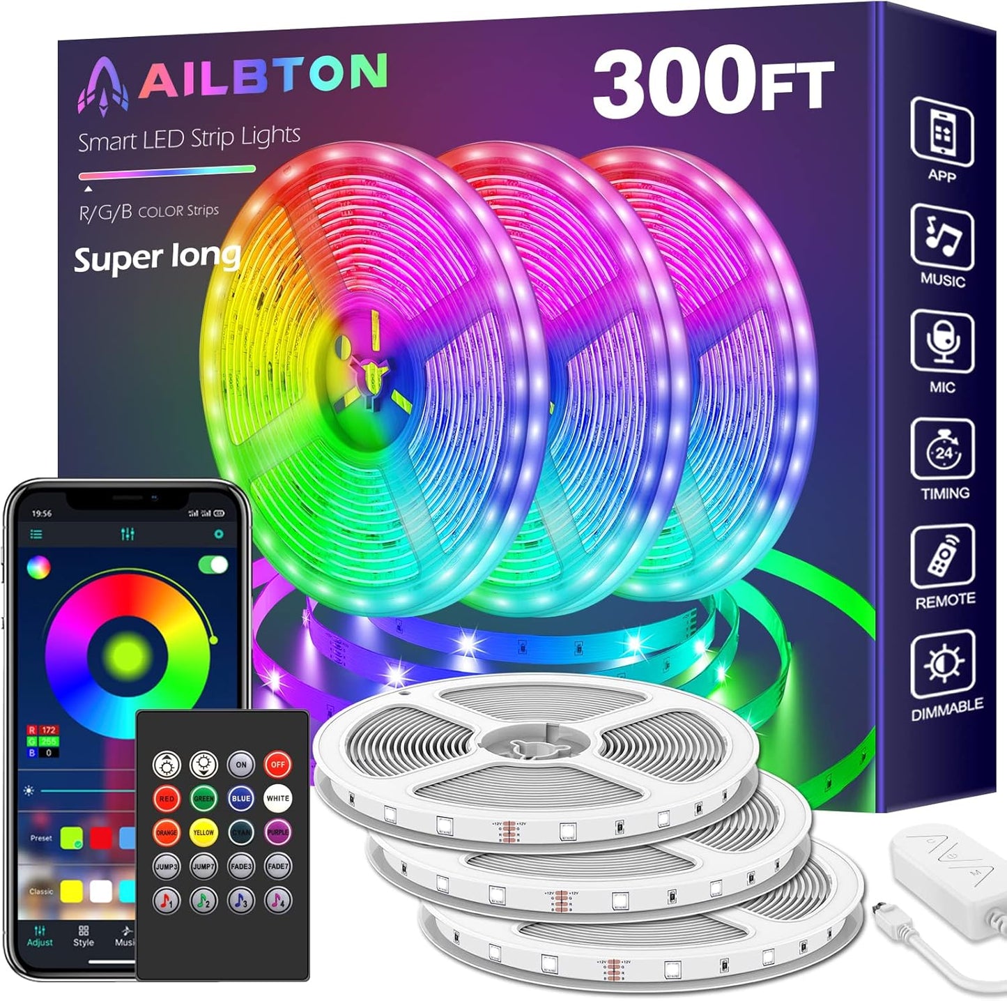 300ft Led Strip Lights with App Control for Home Decoration