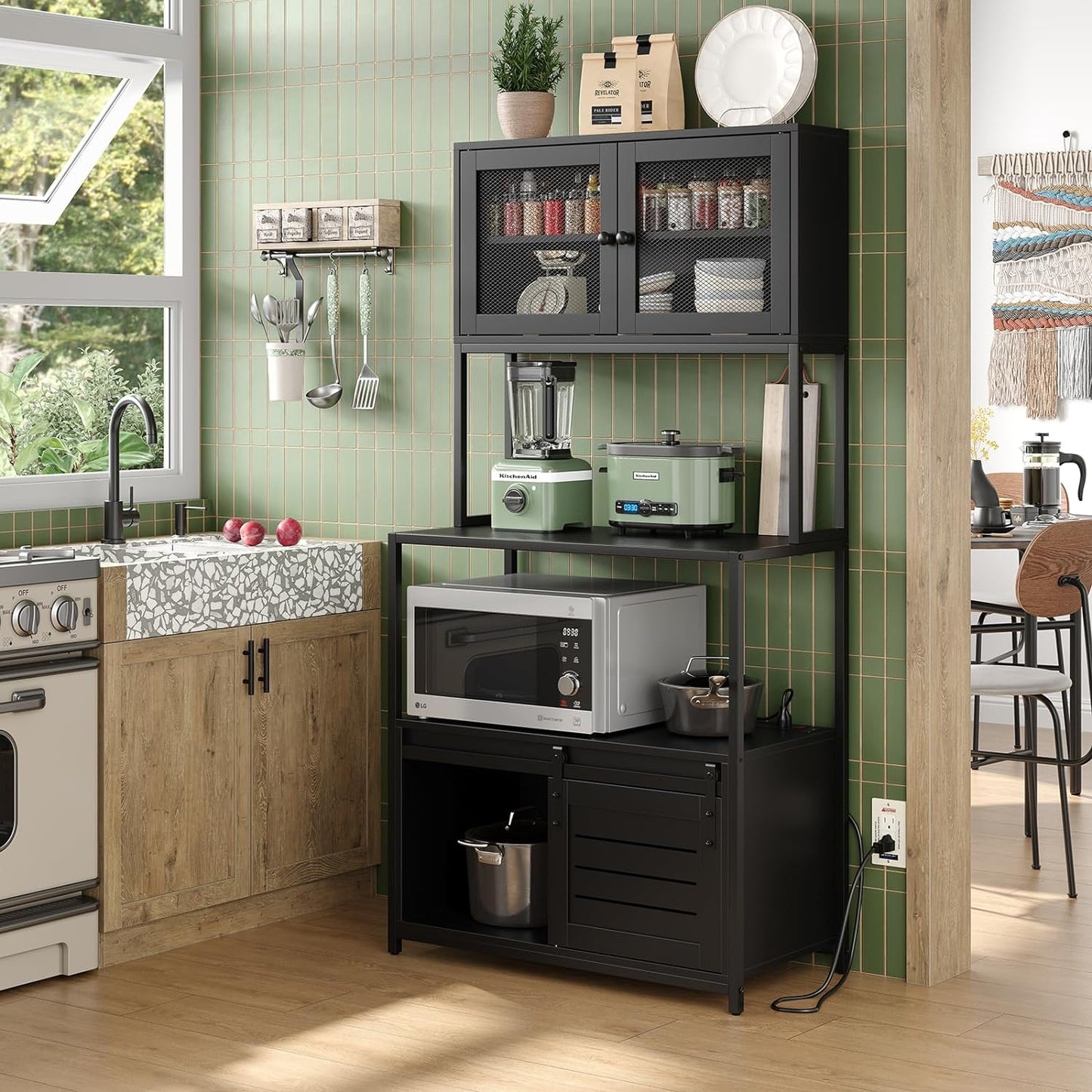 6-Tier Kitchen Bakers Rack with Power Outlet - Organize Stylishly