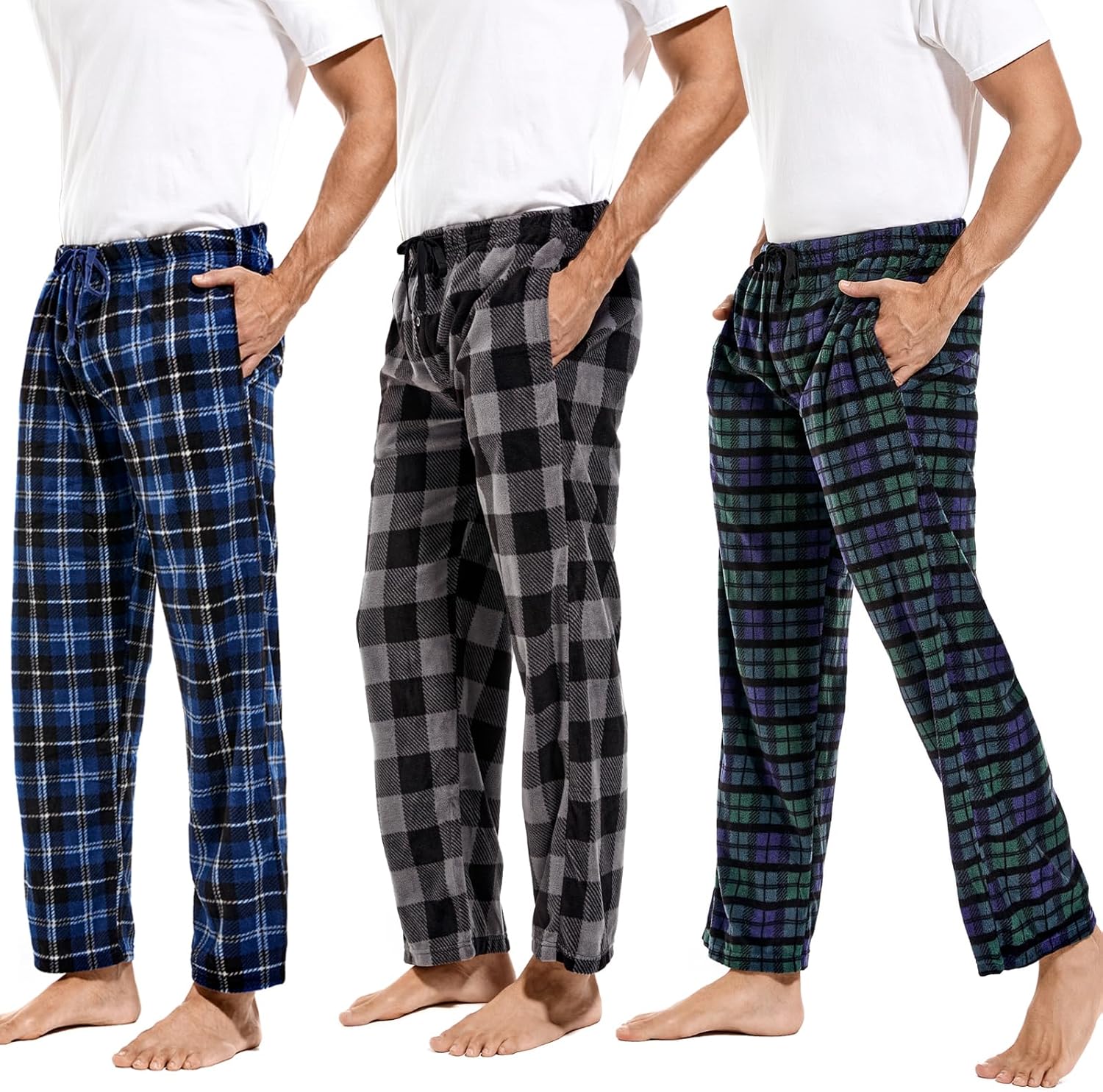 DG Hill Mens Pajama Pants Fleece Lounge Pants with Pockets