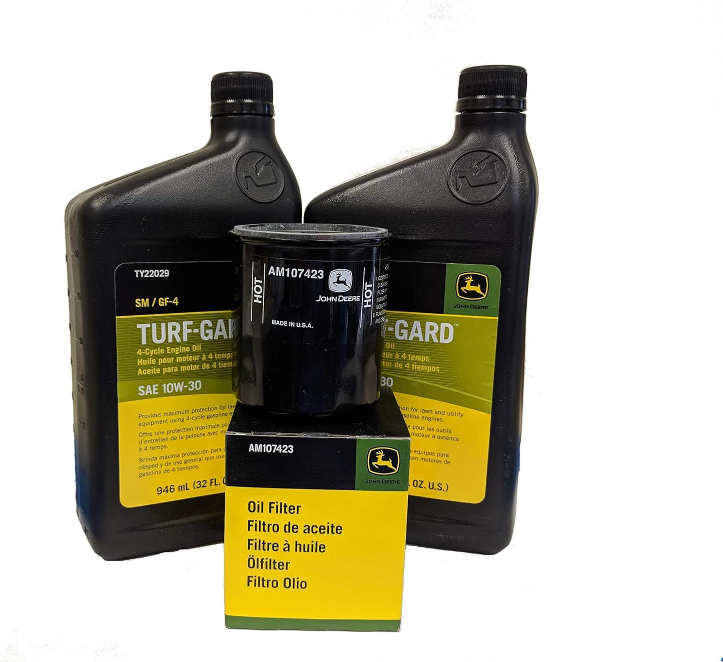 2 Quarts Turf-Gard SAE 10W-30 Oil Plus AM107423 Filter for Mowers