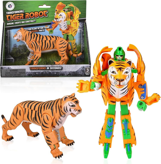 Forest & Twelfth Tiger Jungle Transforming Action Figure - Animal to Robot Toy in Seconds!