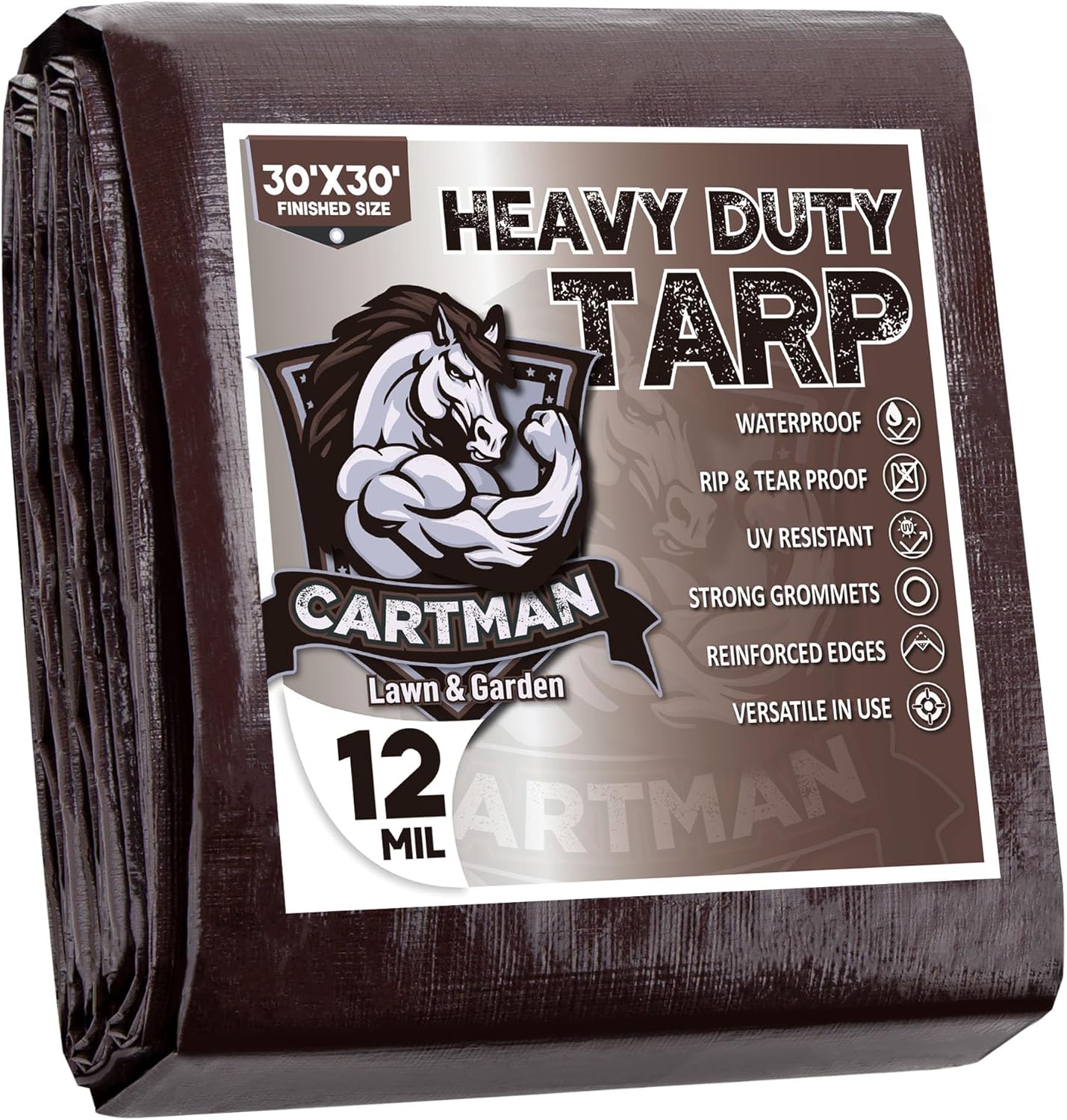 CARTMAN 30x30 Feet Heavy Duty Poly Tarp for All Weather Use