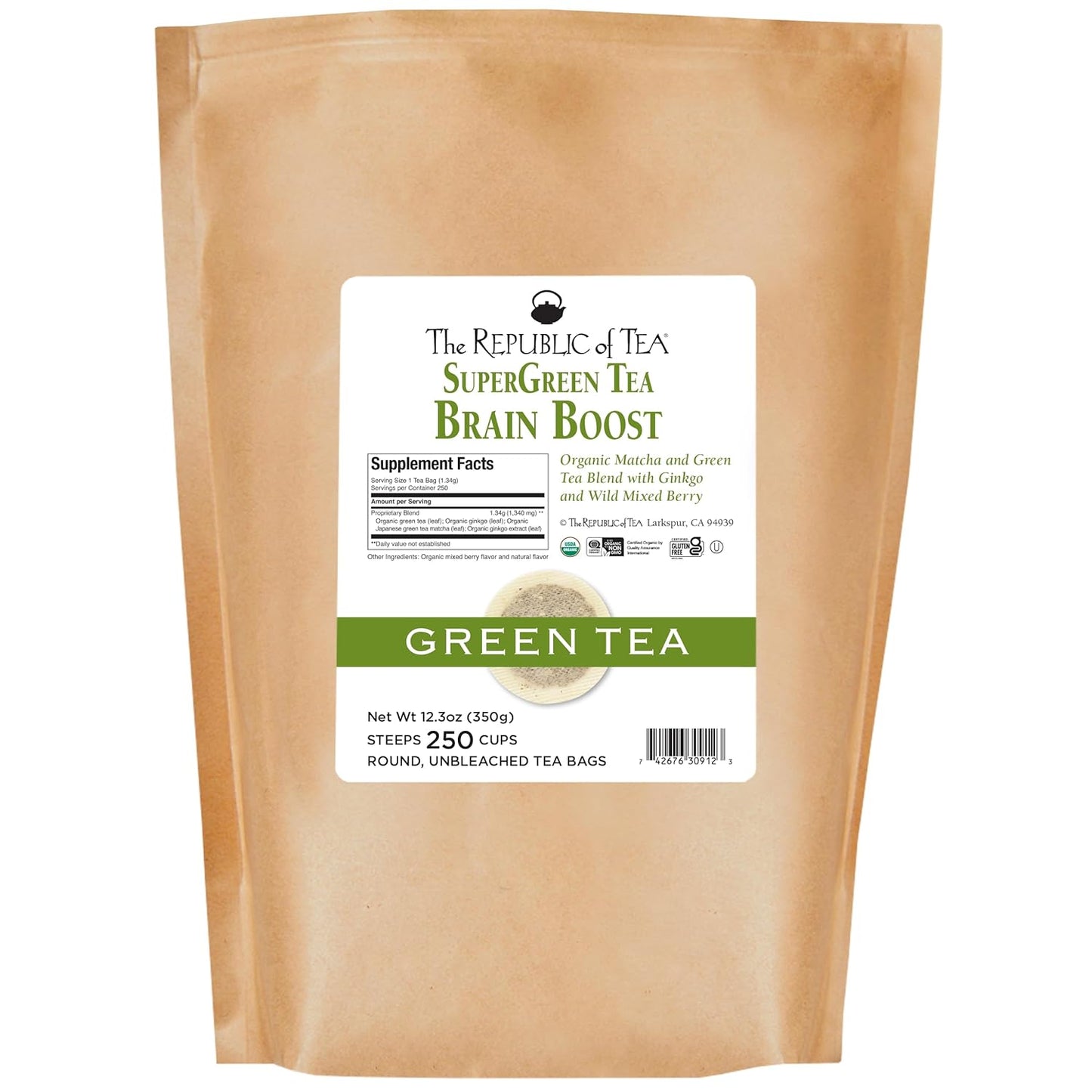 Brain Boost Supergreen Tea with Ginkgo Biloba and Matcha Blend