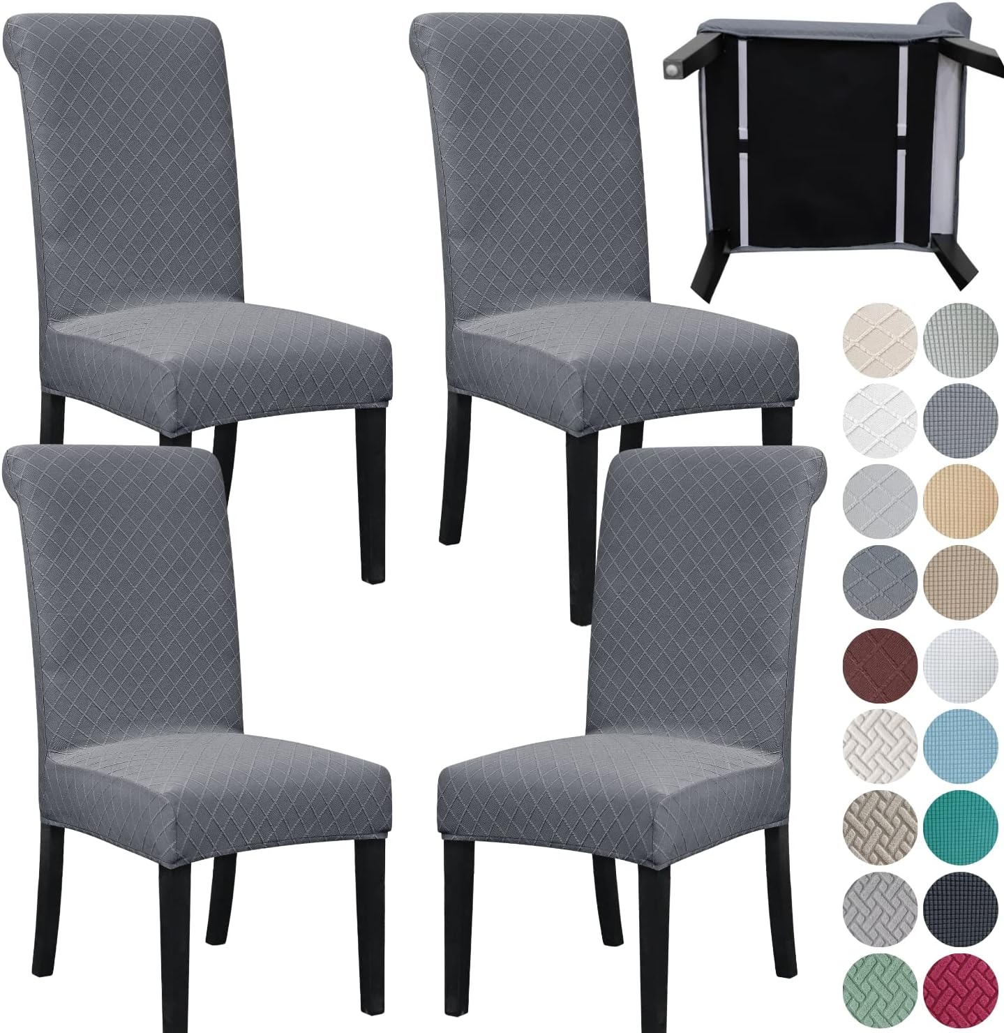 Stretch Parsons Chair Slipcover Set of 4 - Dark Gray Comfort
