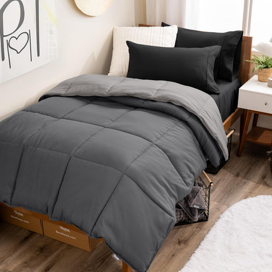 Bare Home Reversible Bed-in-A-Bag Comforter & Sheet Set Twin