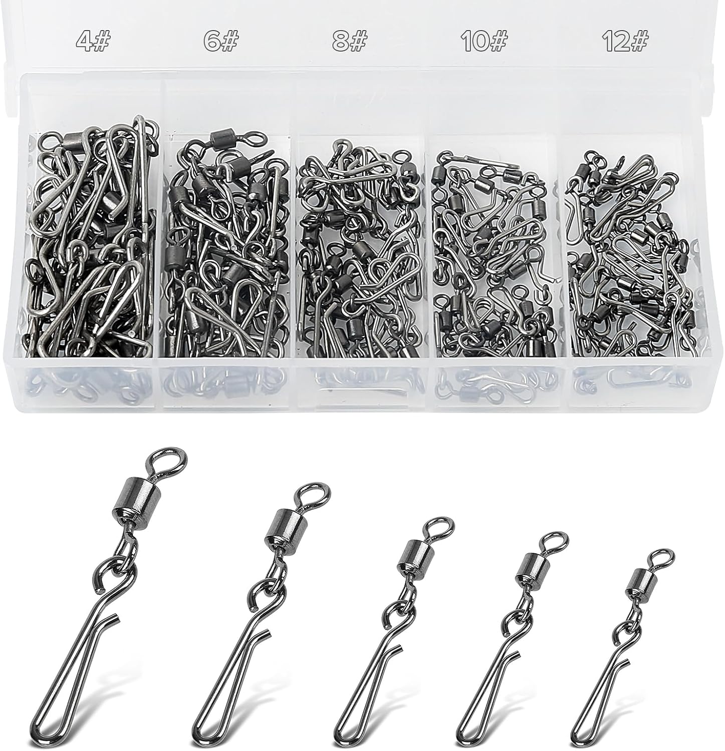 Realure Fishing Swivels & Clips Set - Quick Change, 5 Sizes - Connect Lure & Line