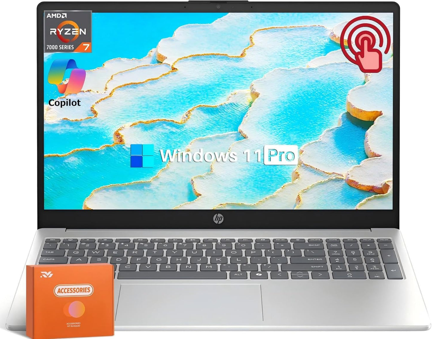 HP 15.6 FHD Touchscreen Laptop for Students and Business Needs