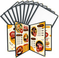 FLK Tech 8.5 x 11 Menu Covers 10 Pack - Durable 4 Page Display