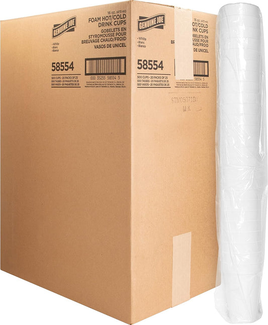Genuine Joe Hot/Cold 16oz Foam Cups for Every Beverage Need