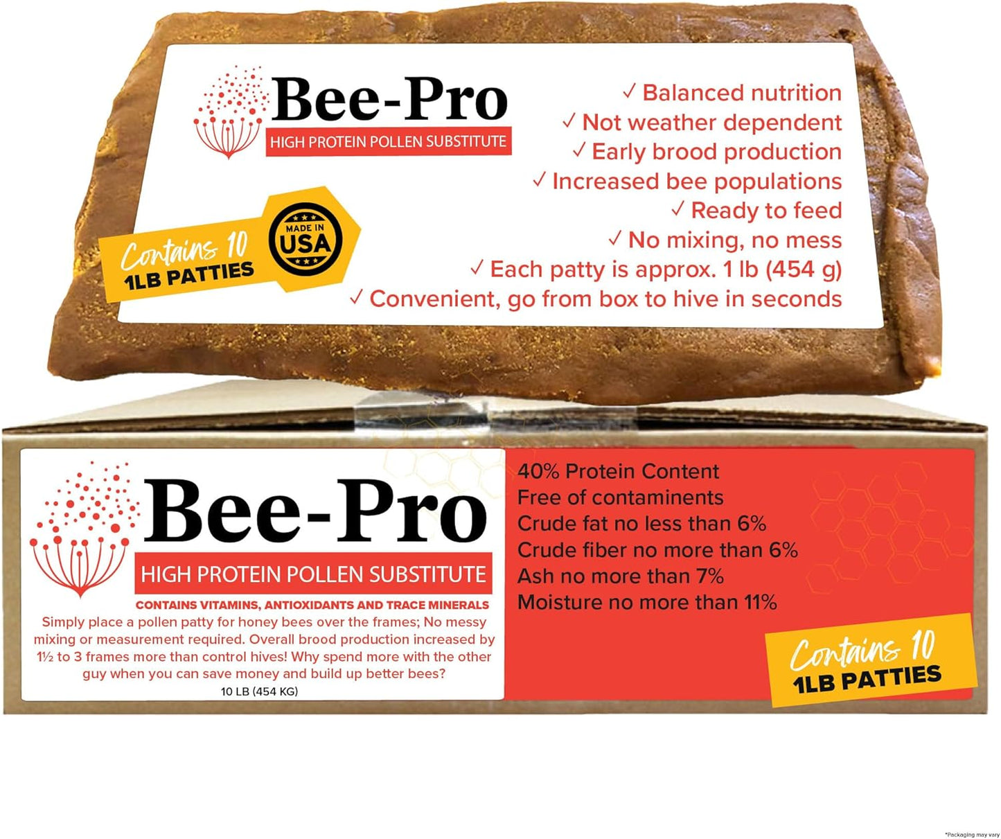 Mann Lake Bee-Pro Patties for Healthy Bee Colonies and Brood