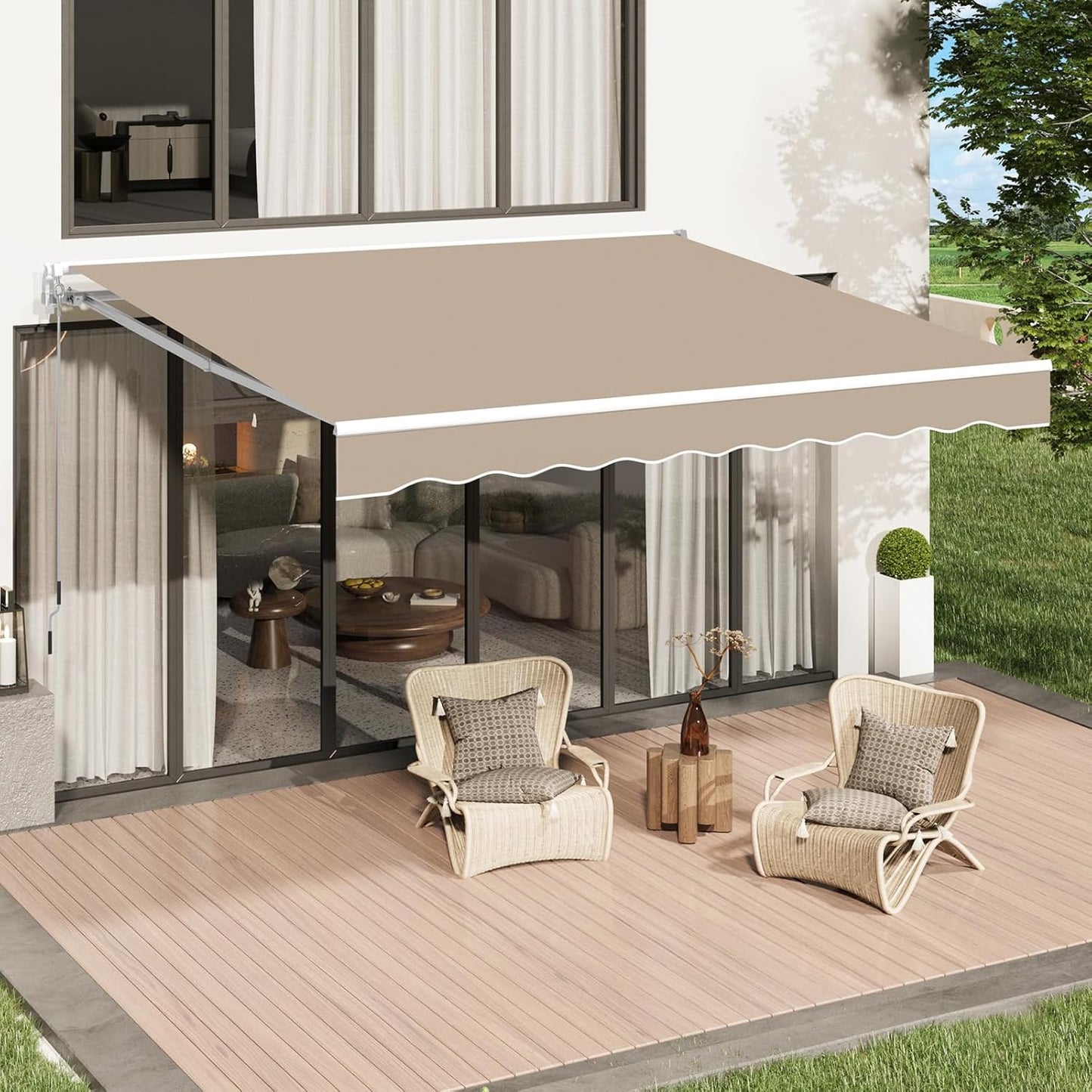 U-MAX Retractable Awning for Patio - Manual Sun Shade Shelter