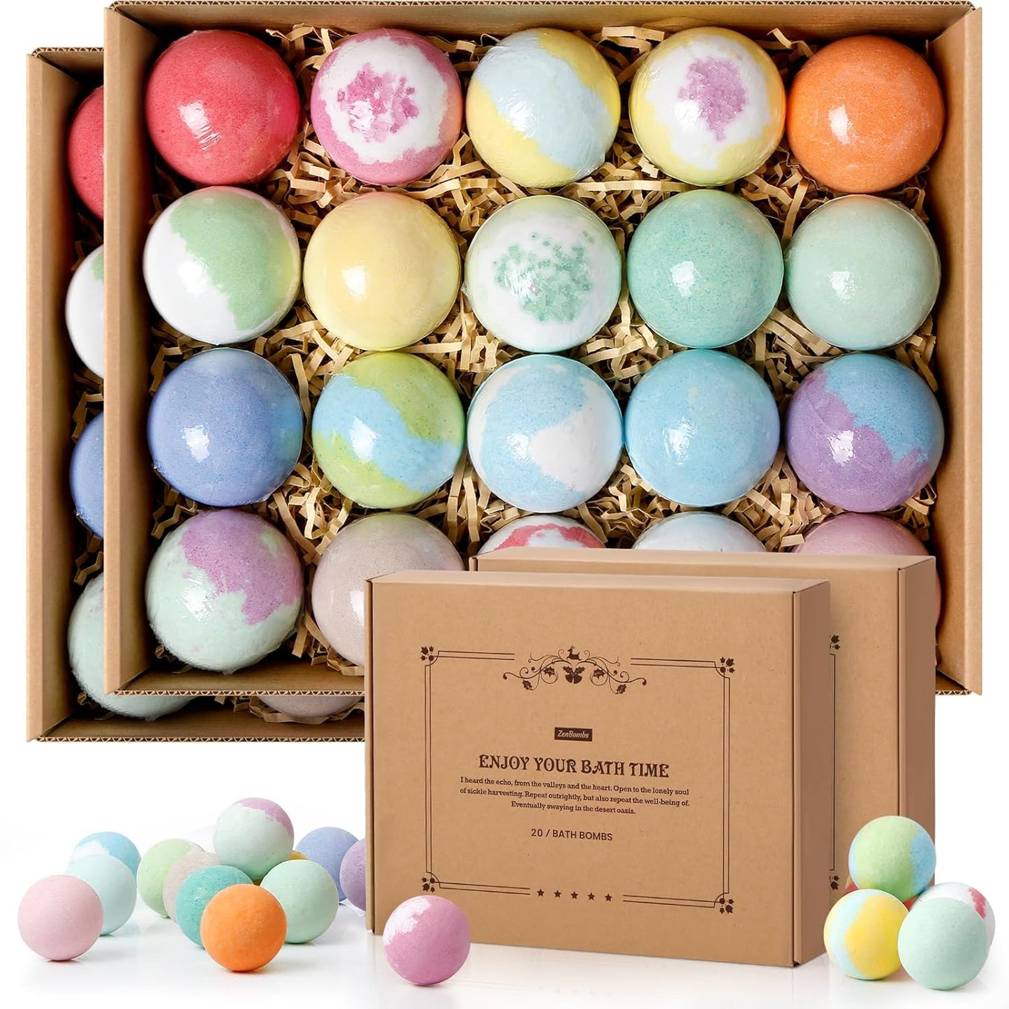 Bath Bombs Set with 40 Natural Shea Butter & Safe Oils