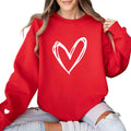 Red Love Heart Graphic Valentine Sweater - NICHEBEE