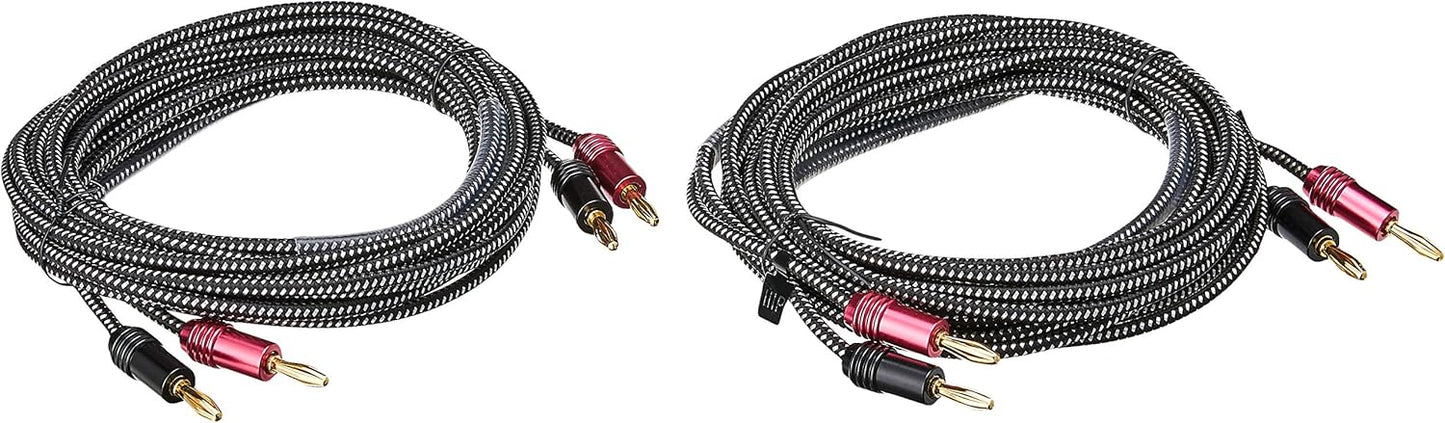 Premium Braided Speaker Wire 14AWG with Gold Plated Connectors