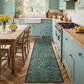 Floral Washable Runner Rug 2ft6in x 8ft - Soft Non Slip Hallway Rug
