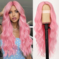 Pink Long Wavy Lace Front Wig 26in - Natural Hairline, Heat Resistant
