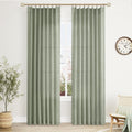 Sage Green Pinch Pleated Linen Curtains 84 in - Light Filtering