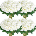 White Artificial Roses 60 PCS Bulk - Realistic 3.15in Heads