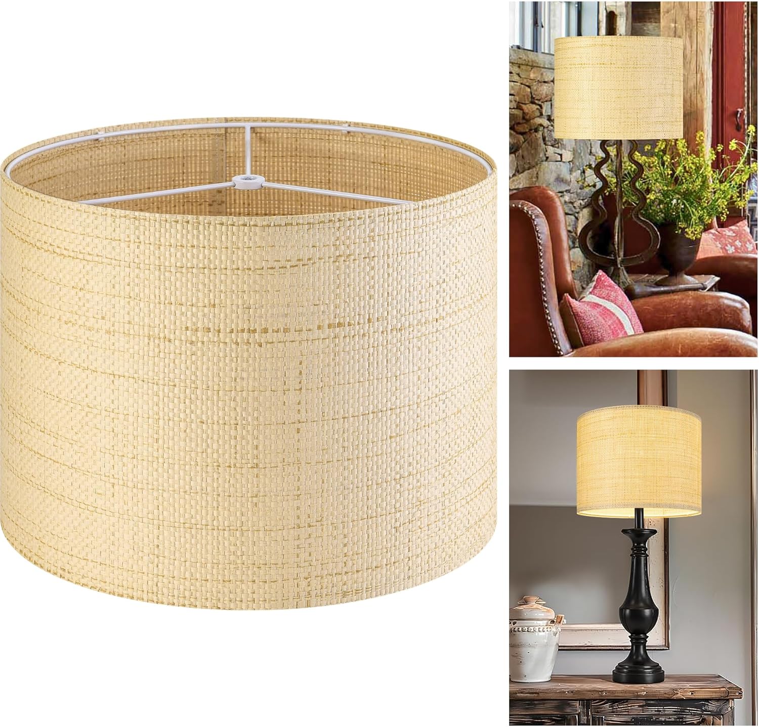 GO&SO Medium Drum Lamp Shades for Table and Bedside Lamps